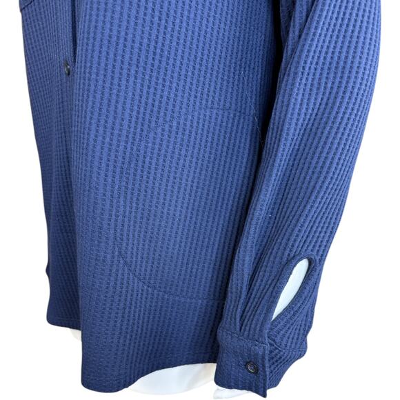 Denim & Co. Sherpa Waffle Knit Shirt Jacket Navy Small NWOT Winter Casual Pocket - Picture 13 of 14